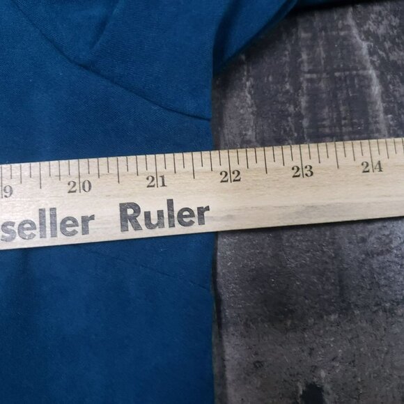 𝅺TEAL Blue Faux Suede Button Up Long Sleeves Blouse Shacket Collared Plus Size - Picture 5 of 9